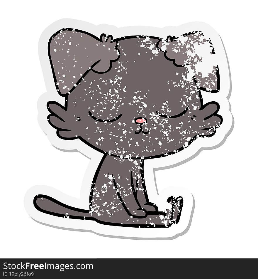 Distressed Sticker Of A Cute Cartoon Dog