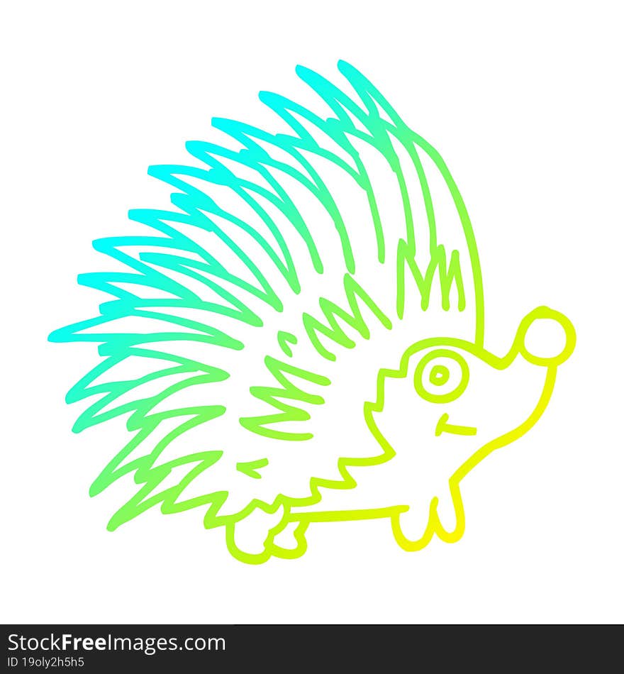 Cold Gradient Line Drawing Cartoon Spiky Hedgehog