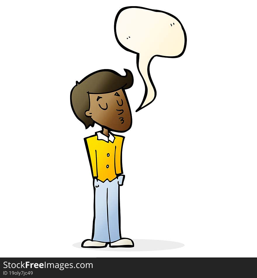 cartoon calm man with speech bubble