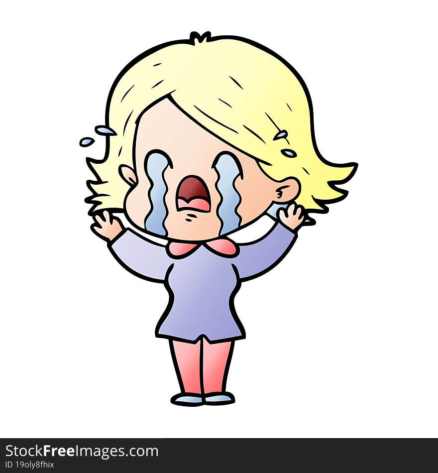 cartoon woman crying. cartoon woman crying