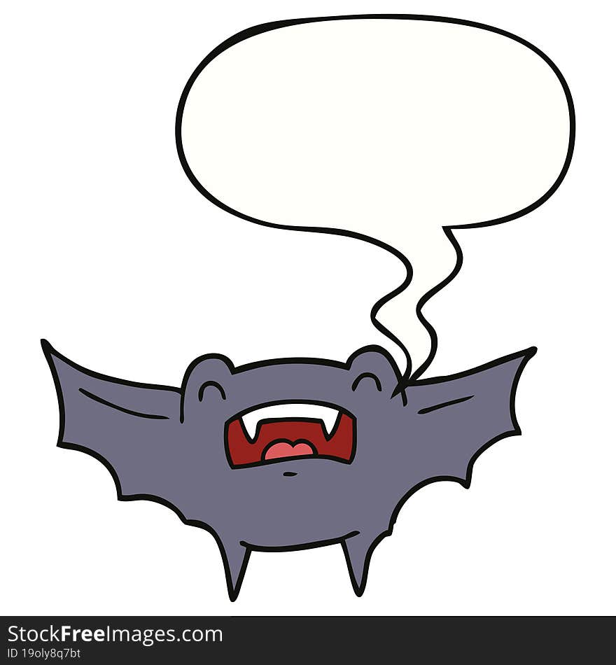 Cartoon Vampire Bat And Speech Bubble