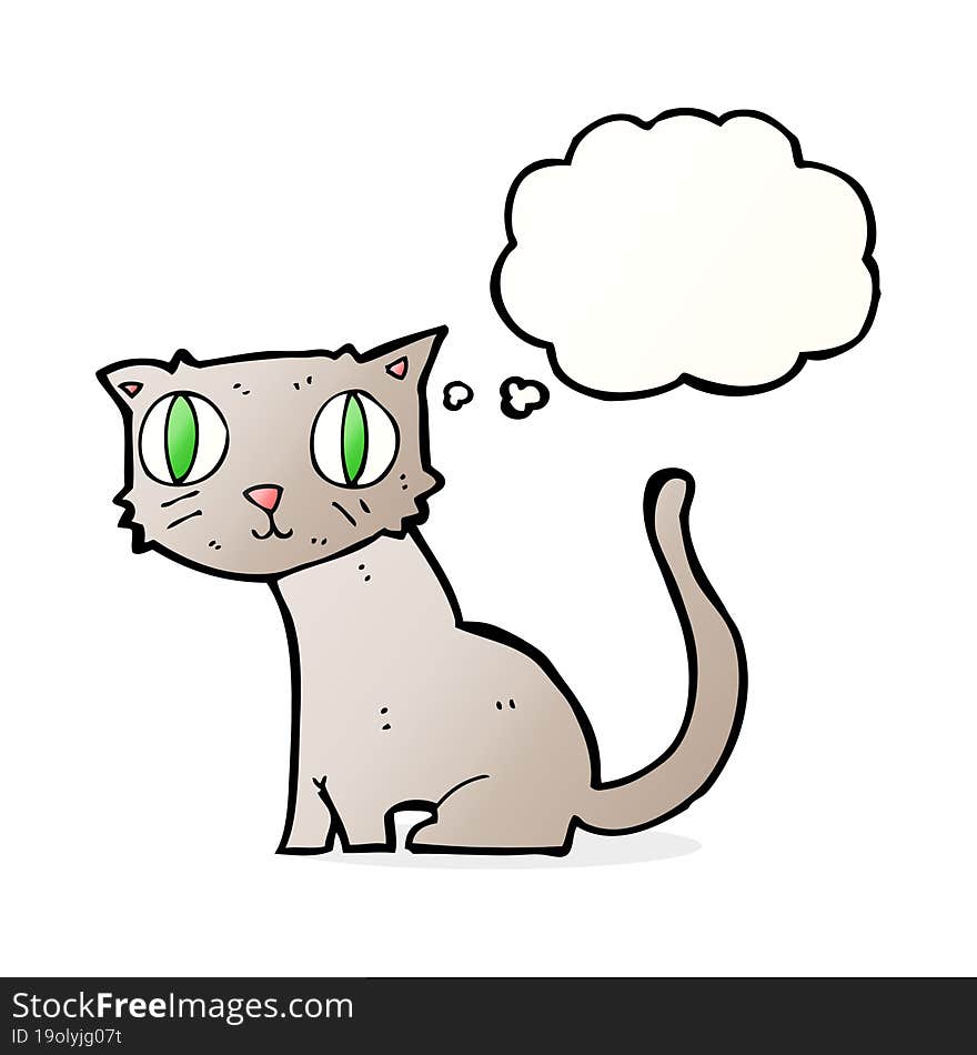 cartoon cat with thought bubble