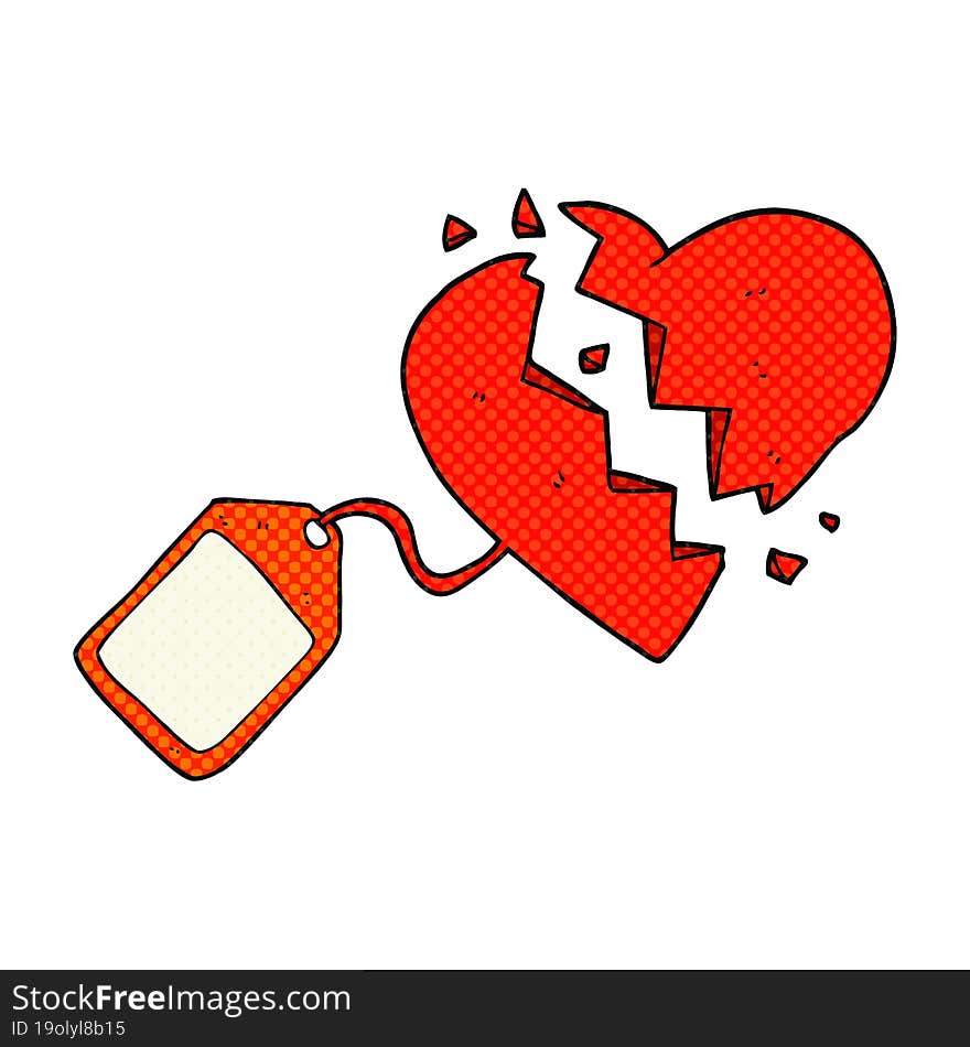 cartoon luggage tag on broken heart