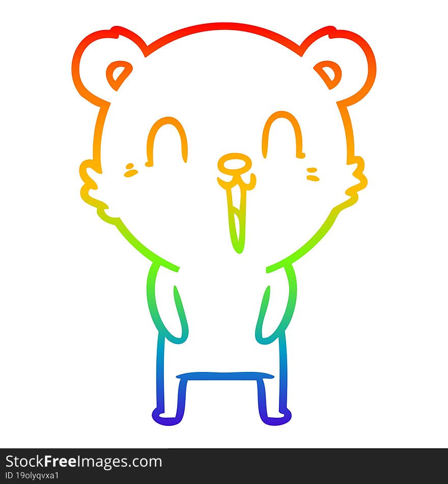 rainbow gradient line drawing happy cartoon bear