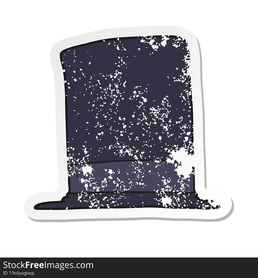 retro distressed sticker of a cartoon top hat