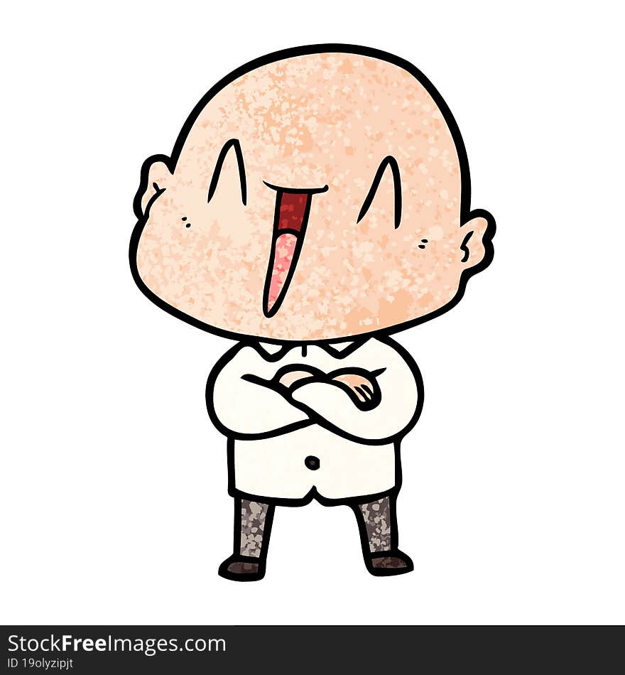 happy cartoon bald man. happy cartoon bald man