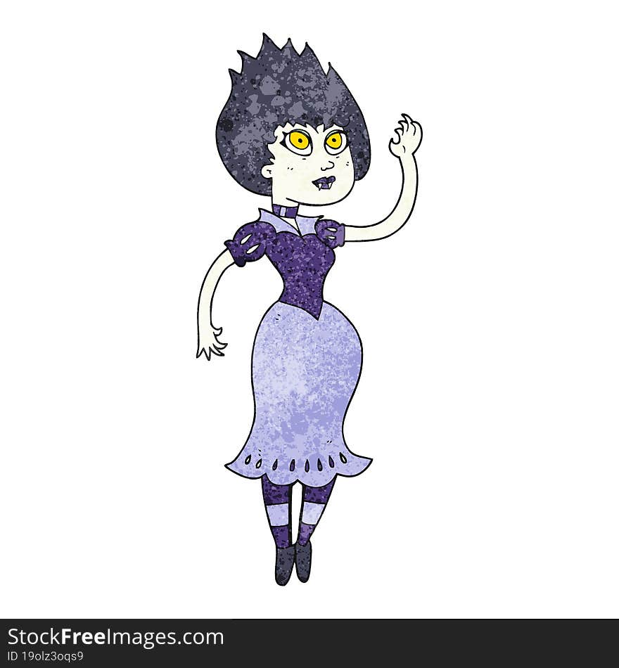 Textured Cartoon Vampire Girl Waving