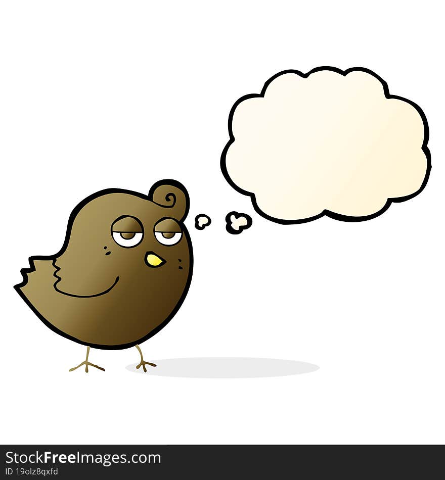 cartoon bird with thought bubble