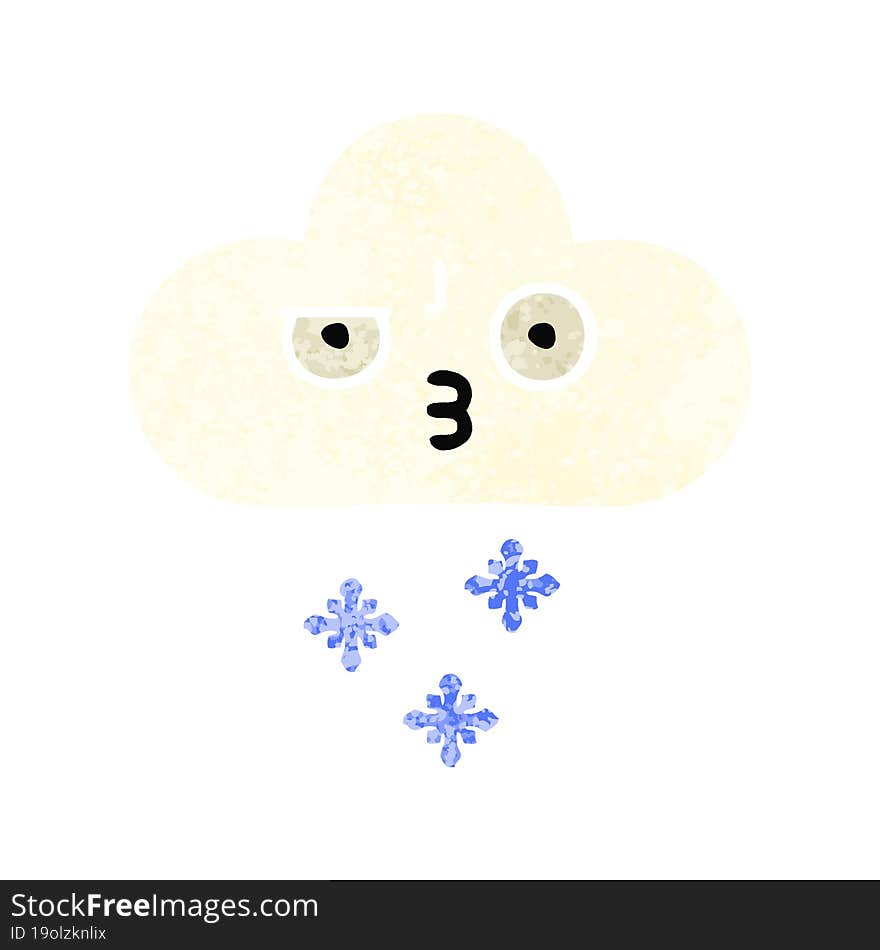 Retro Illustration Style Cartoon Snow Cloud