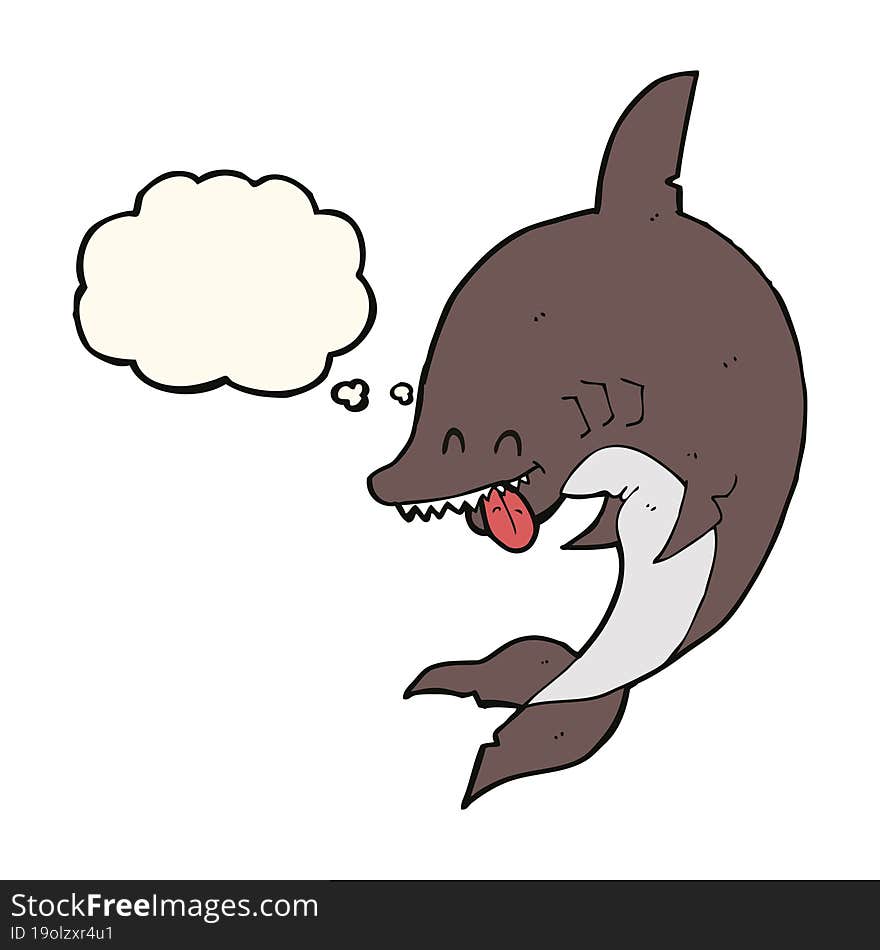 funny cartoon shark with thought bubble