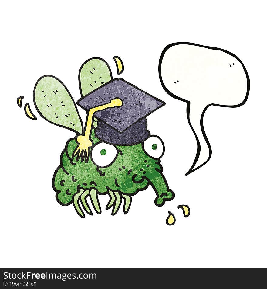 speech bubble textured cartoon fly graduate