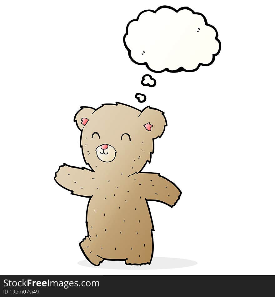 cute cartoon teddy bear with thought bubble