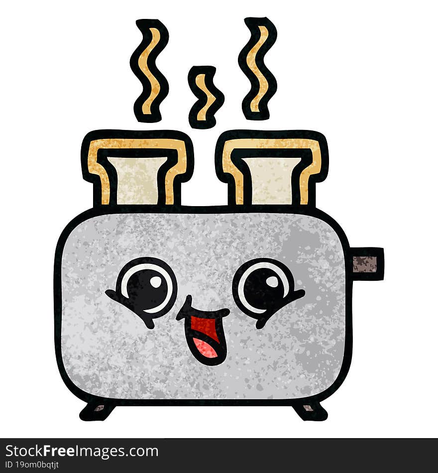 retro grunge texture cartoon of a toaster