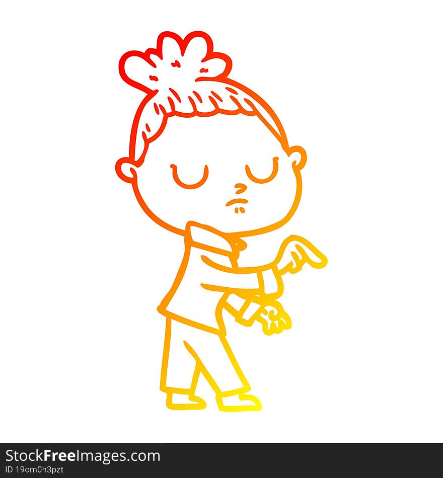 warm gradient line drawing cartoon calm woman