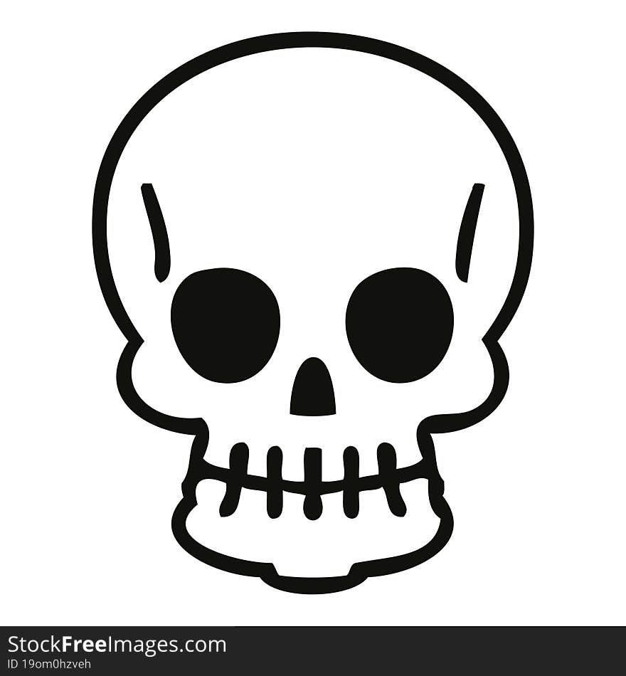 quirky line drawing cartoon skull