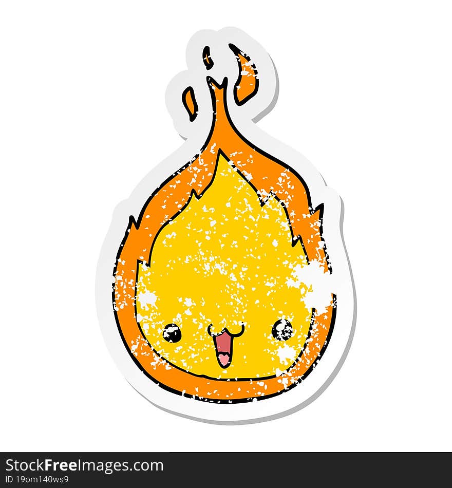 Distressed Sticker Of A Cute Cartoon Flame