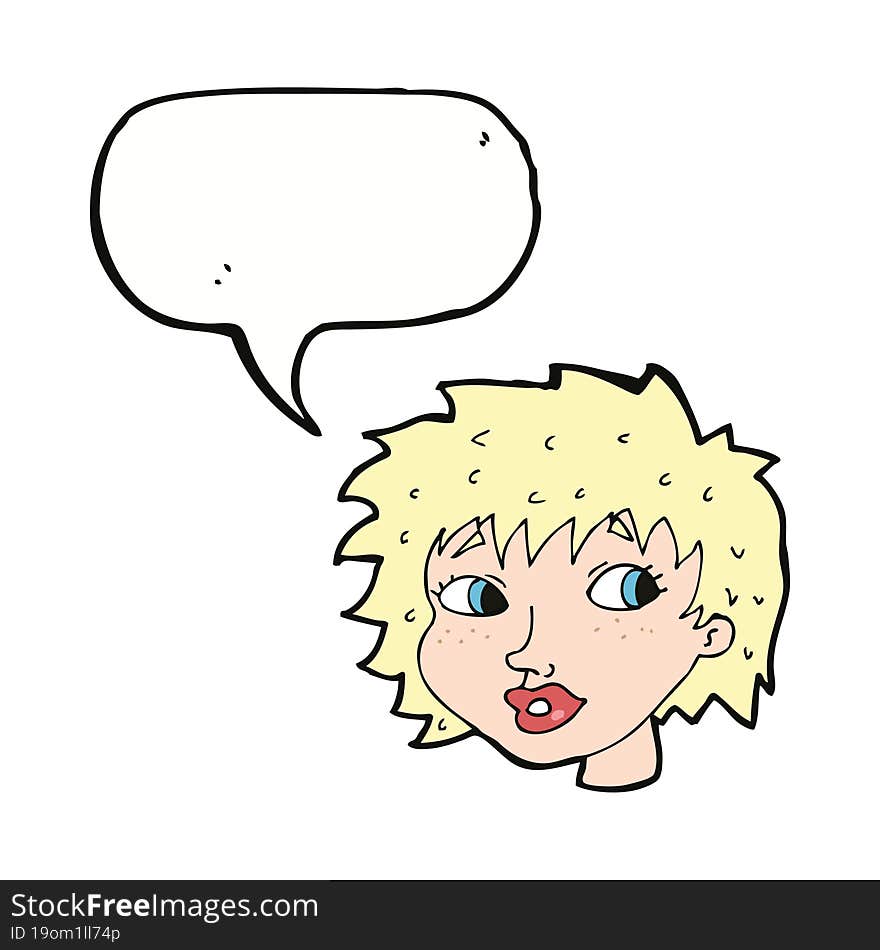 cartoon surprised woman with speech bubble