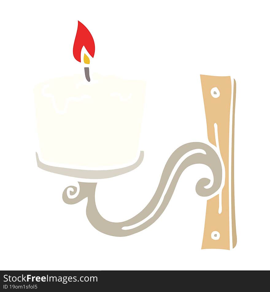 Flat Color Illustration Cartoon Old Candle Holder