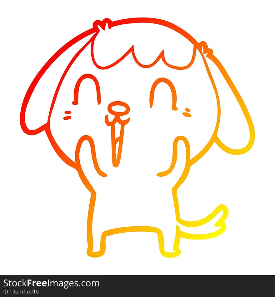 Warm Gradient Line Drawing Cute Cartoon Dog