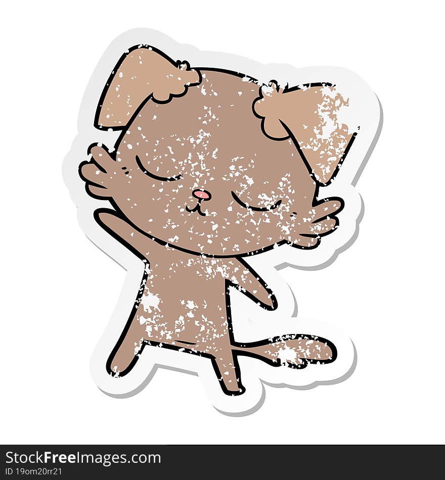 distressed sticker of a cute cartoon dog