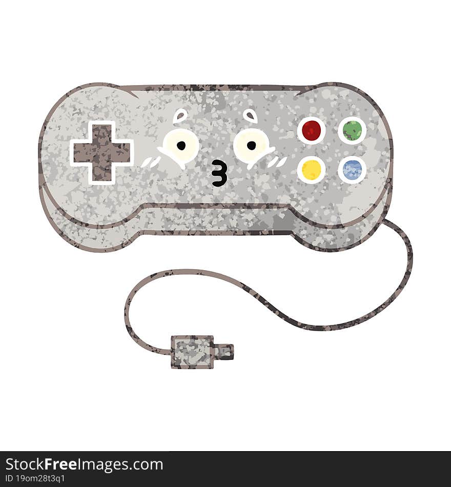 retro illustration style cartoon game controller