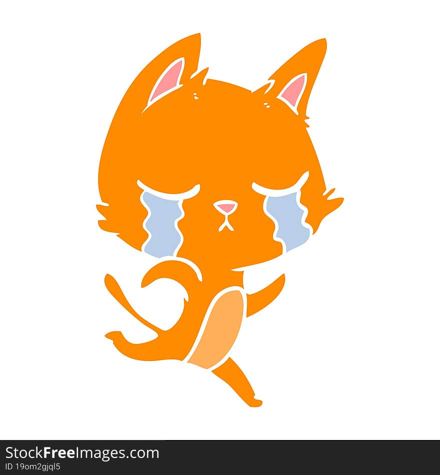 Crying Flat Color Style Cartoon Cat