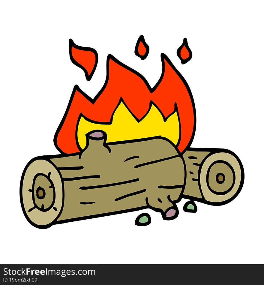 cartoon doodle burning logs