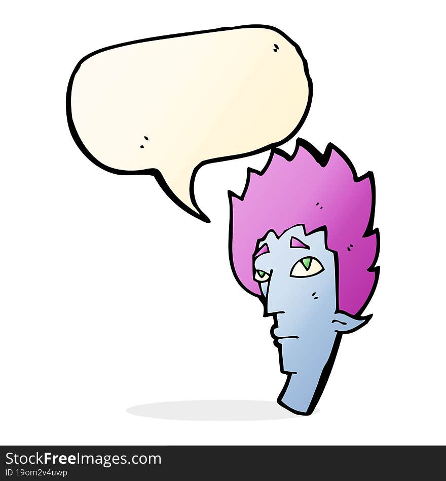 cartoon vampire head with speech bubble