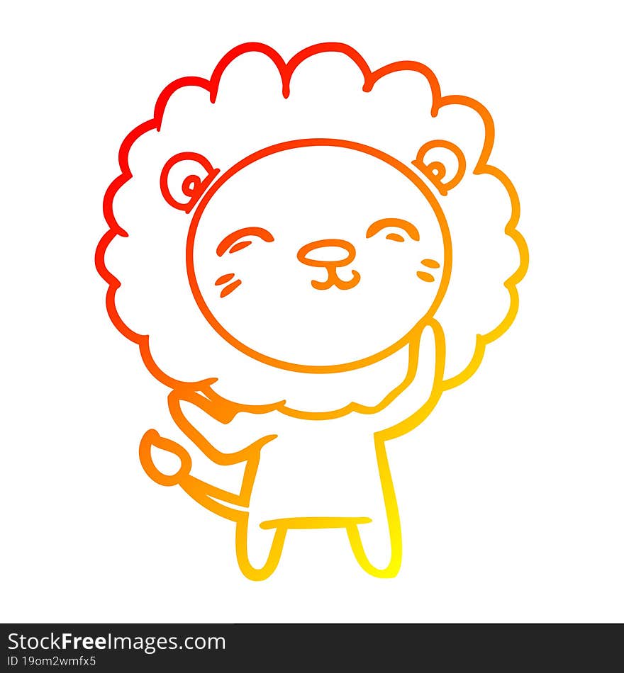 warm gradient line drawing of a cartoon lion