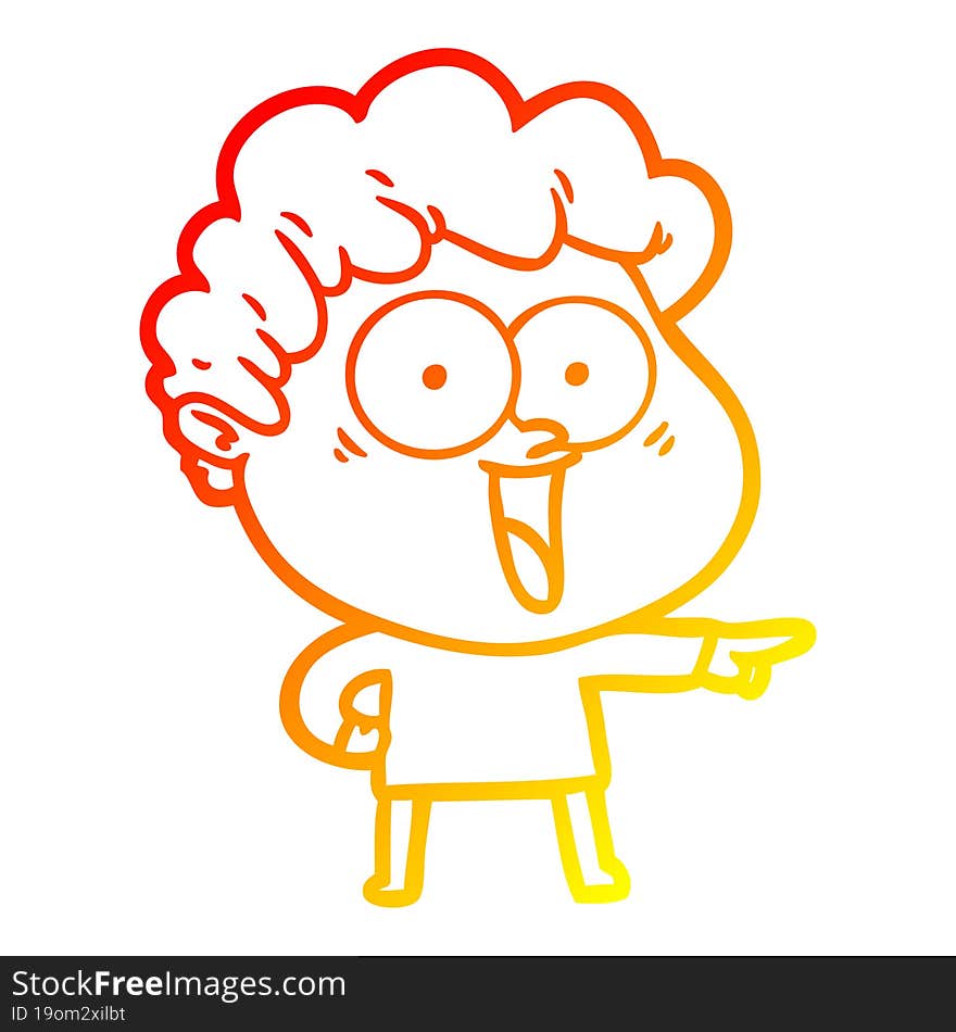 warm gradient line drawing cartoon happy man