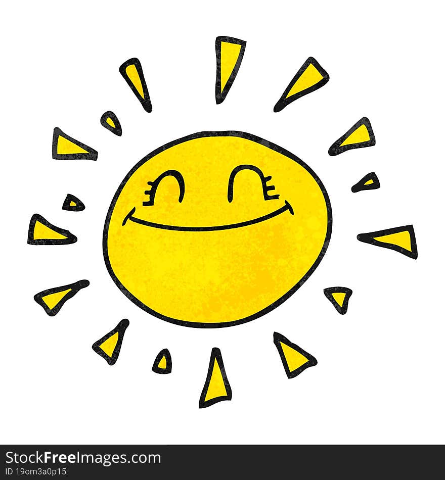 happy textured cartoon sun