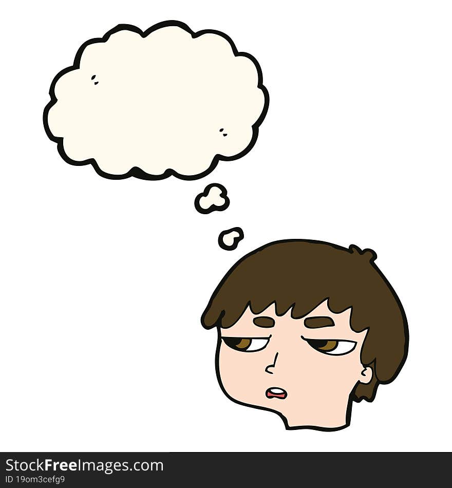 cartoon annoyed boy with thought bubble