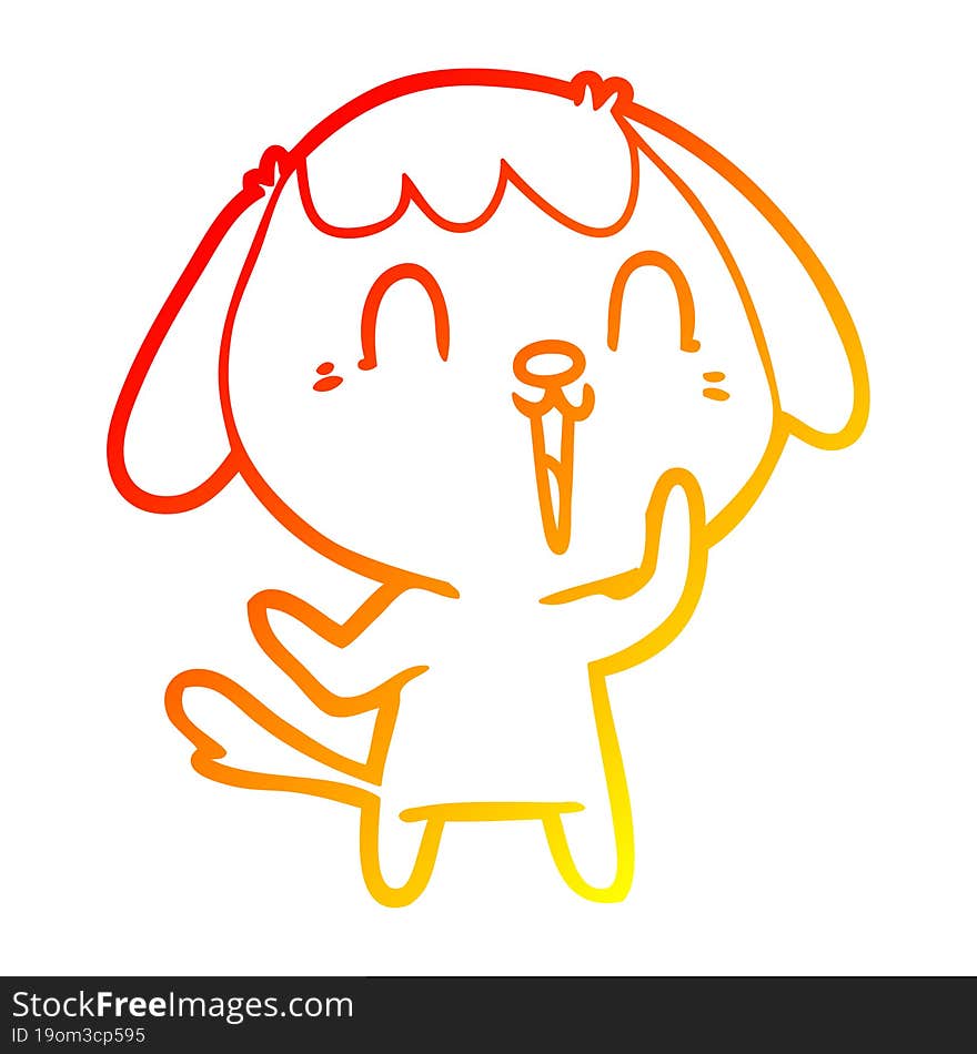 Warm Gradient Line Drawing Cute Cartoon Dog