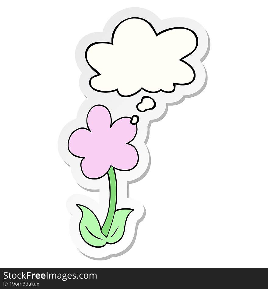 cute cartoon flower and thought bubble as a printed sticker