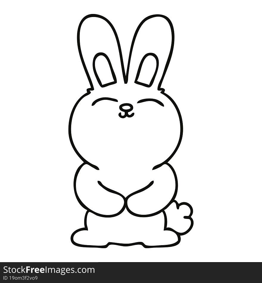 quirky line drawing cartoon rabbit