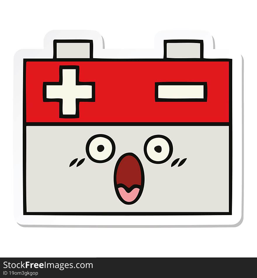 sticker of a cute cartoon car battery