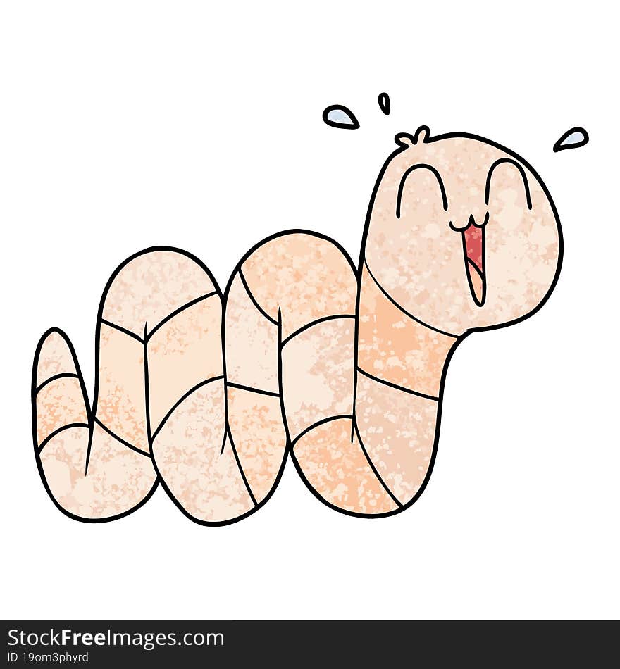 cartoon nervous worm. cartoon nervous worm