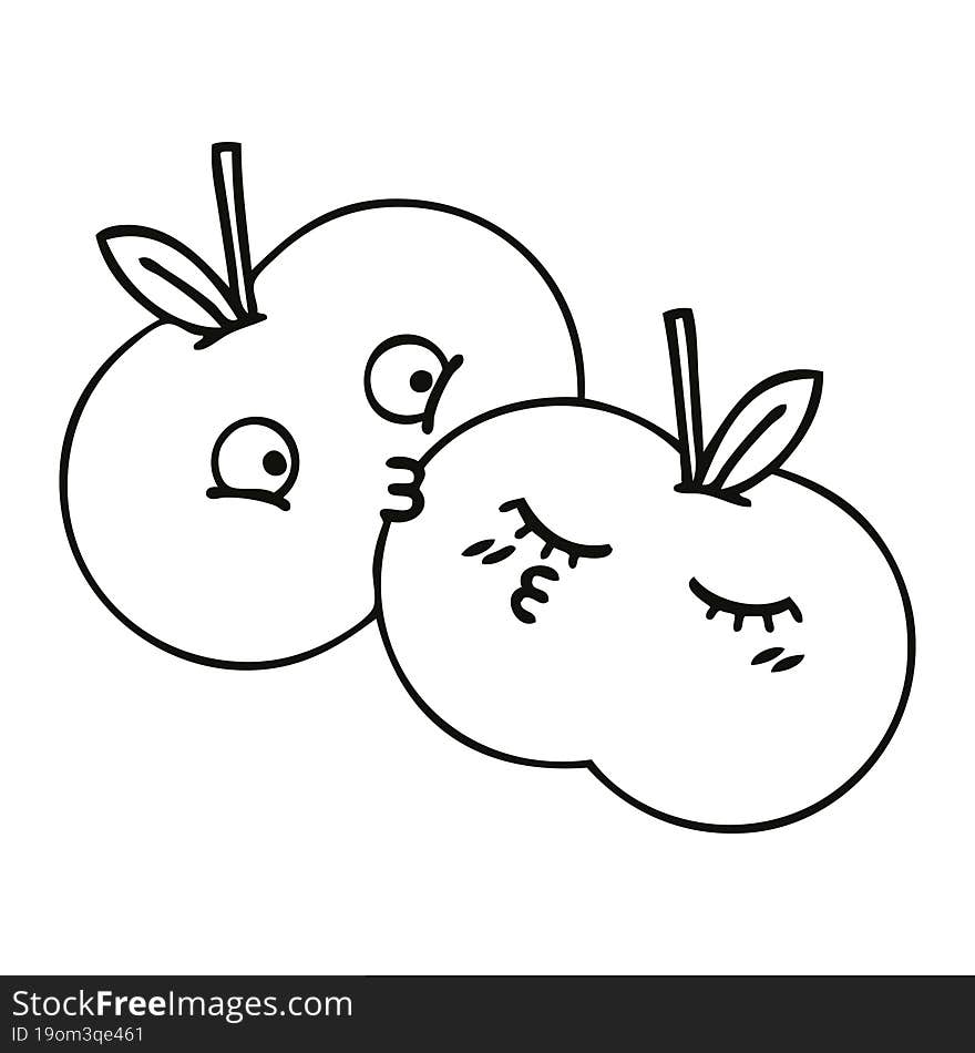 line drawing cartoon of a apples. line drawing cartoon of a apples