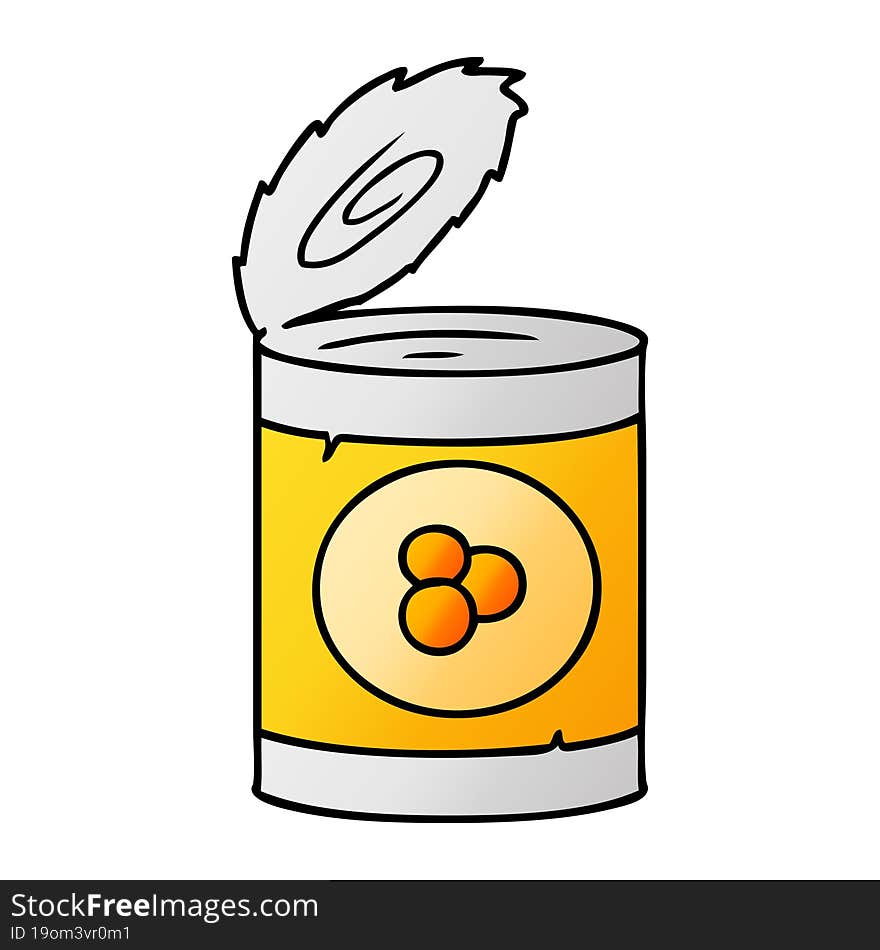 gradient cartoon doodle of a can of peaches