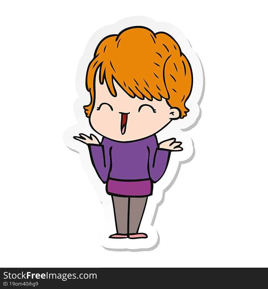 Sticker Of A Cartoon Laughing Woman