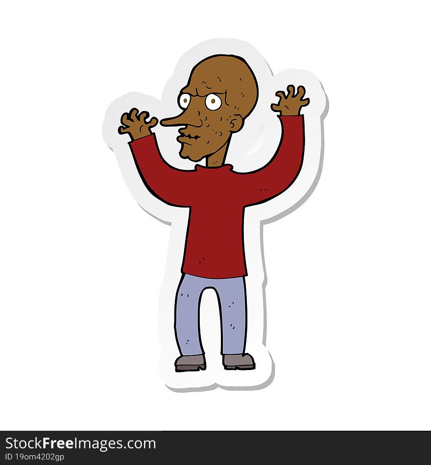 Sticker Of A Cartoon Mean Man