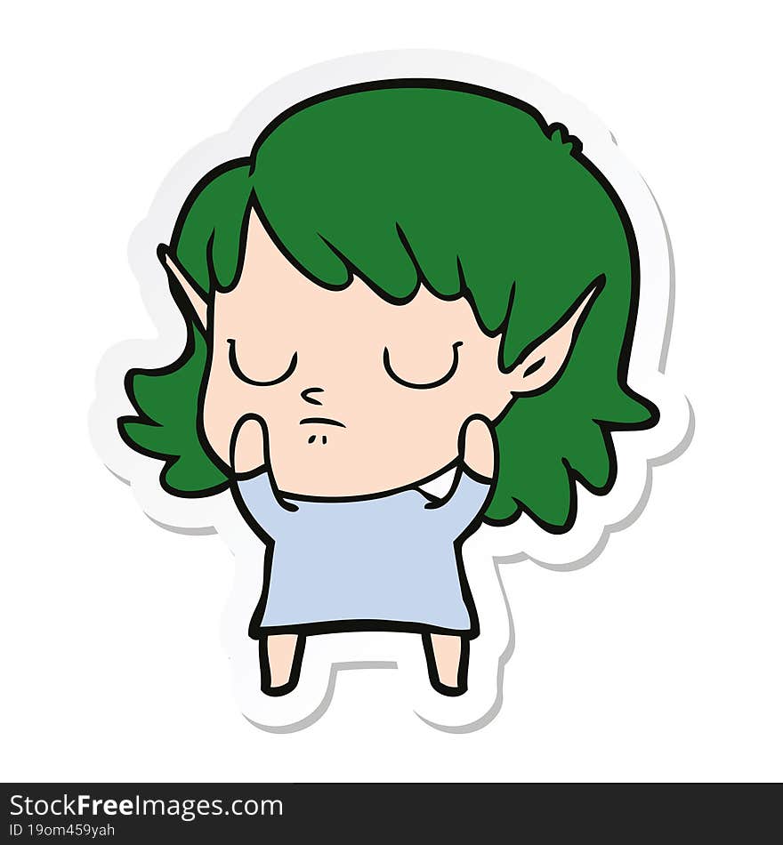 sticker of a cartoon elf girl