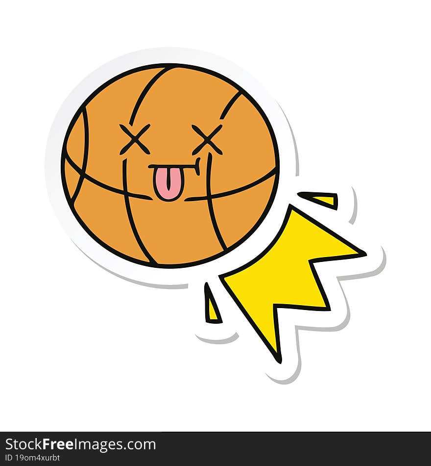 sticker of a cute cartoon basketball