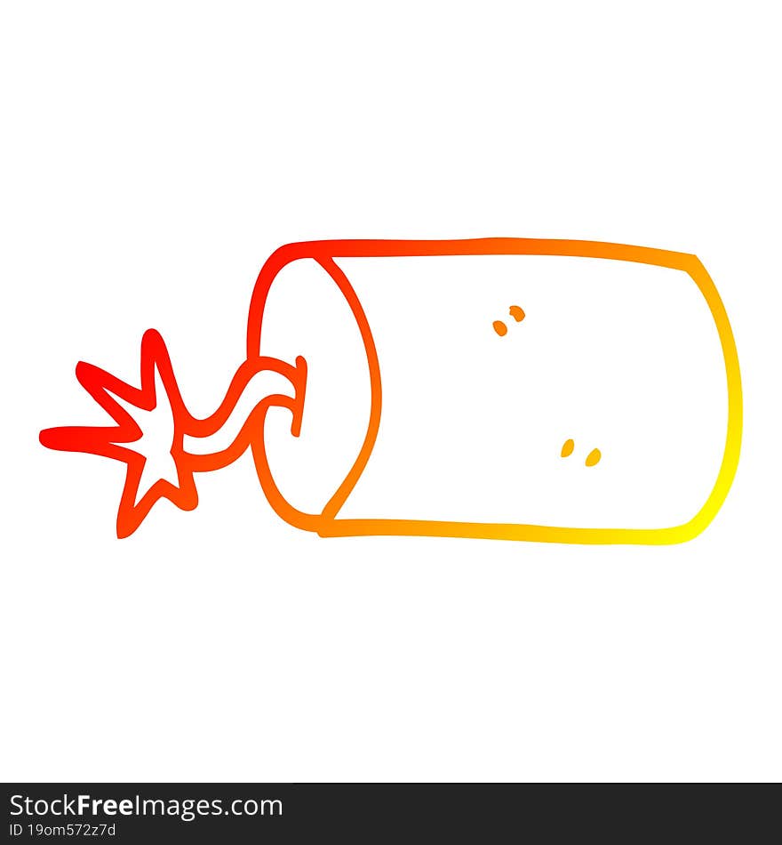 warm gradient line drawing of a cartoon dynamite