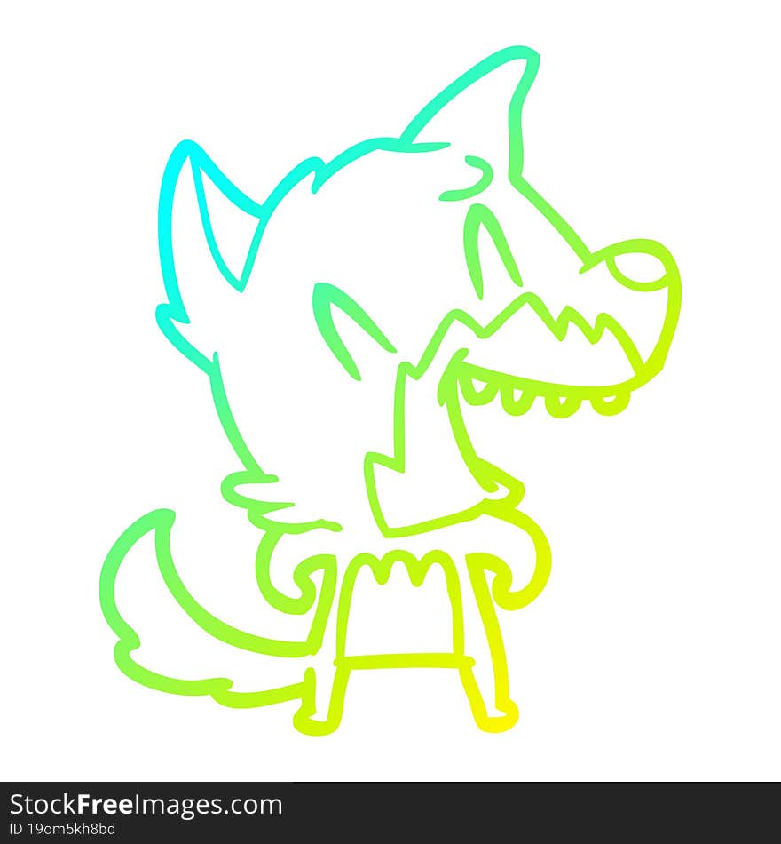 cold gradient line drawing laughing fox cartoon