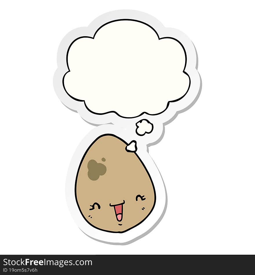 cartoon egg with thought bubble as a printed sticker