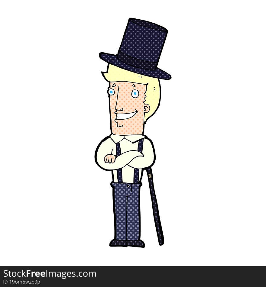 cartoon man wearing top hat