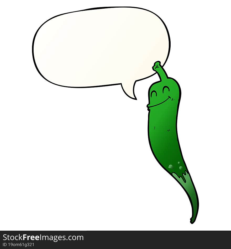 cartoon chili pepper and speech bubble in smooth gradient style