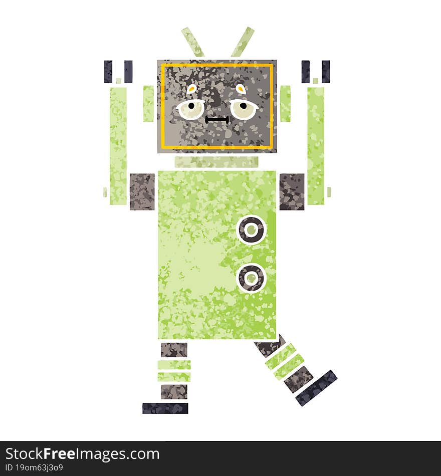 Retro Illustration Style Cartoon Robot