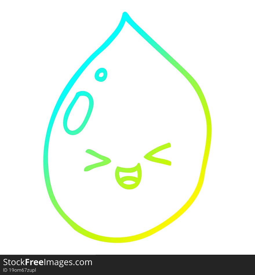 cold gradient line drawing cartoon raindrop